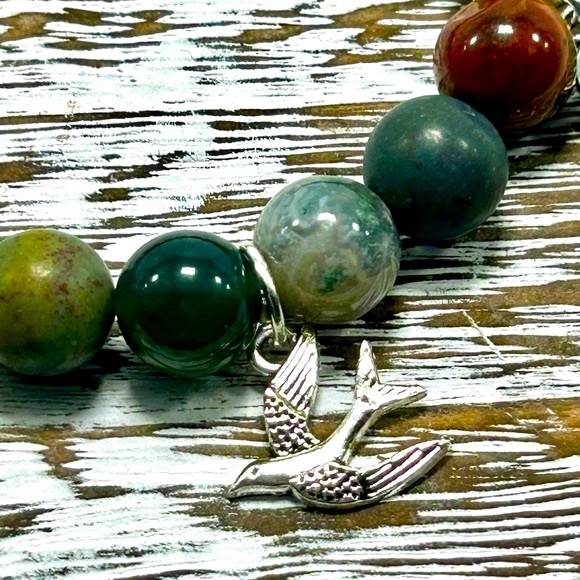 Handmade Tree-Heart & Bird Charm Bracelet, Featuring Natural Indian Agate! - Picture 9 of 10